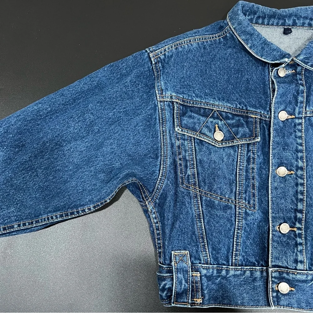 VTG PUMA Jeans Denim Jacket 1980s Germany Short Cut Bomber Size 3 - Picture 4 of 11